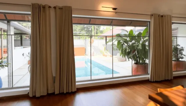 outside view through aluminium windows